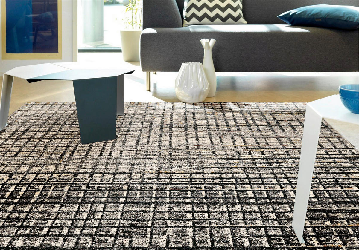 FLATVÄVD MATTA  - grå/svart, Basics, textil (170cm) - Kayoom