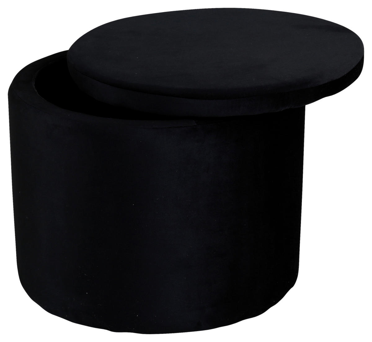 POUF Uni Schwarz 51/43/51 cm  - Schwarz, Design, Textil (51/43/51cm) - Livetastic