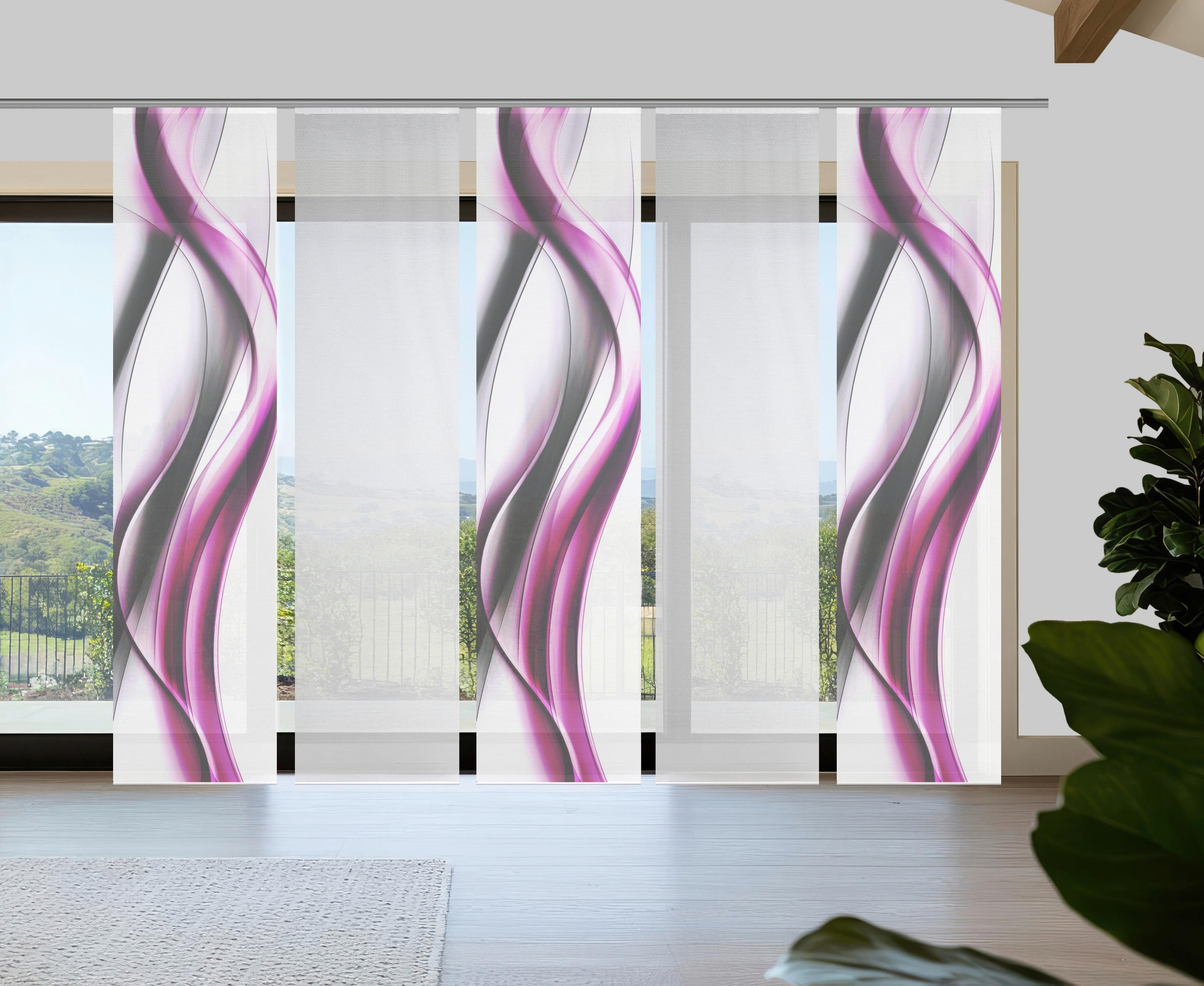 FLÄCHENVORHANG  5 Stück  blickdicht  60/260 cm   - Pink/Weiß, Design, Textil (60/260cm)