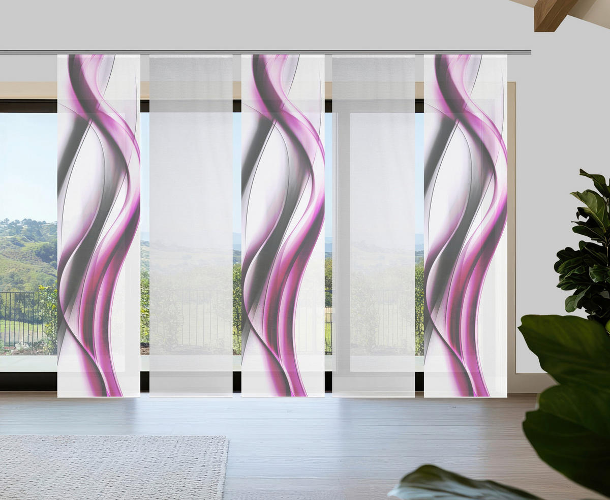 FLÄCHENVORHANG  5 Stück  blickdicht  60/260 cm   - Pink/Weiß, Design, Textil (60/260cm)