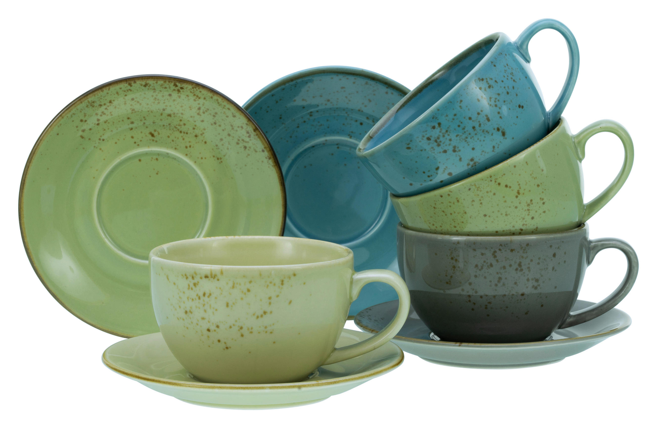 TASSENSET 8-teilig  - Blau/Beige, Trend, Keramik - Creatable