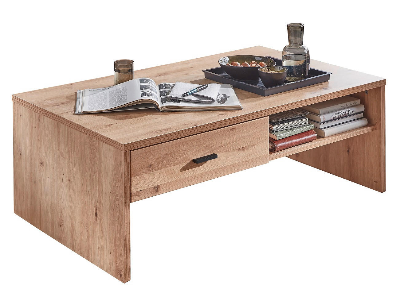 KONFERENČNÍ STOLEK, barvy jasanu, dub artisan, dřevo, kompozitní dřevo, 110/40/65 cm - černá/barvy jasanu, Basics, dřevo/kompozitní dřevo (110/40/65cm) - Cantus