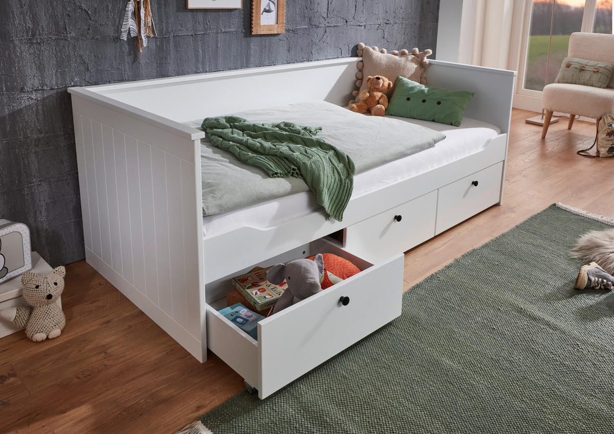 BETT 90/200 cm  in Weiß  - Hellbraun/Weiß, KONVENTIONELL, Holz/Holzwerkstoff (90/200cm) - Carryhome