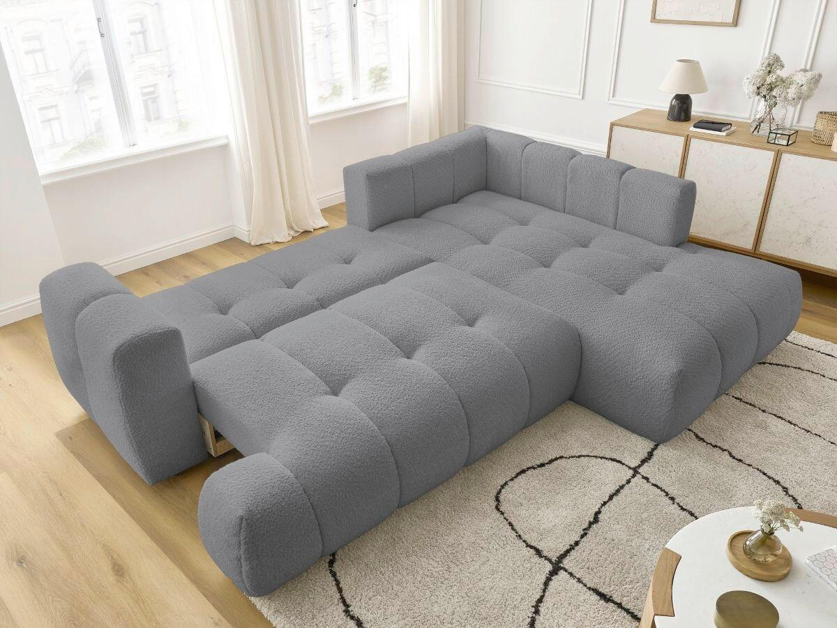 ECKSCHLAFSOFA FUJI Bouclé Dunkelgrau  inkl.  - Dunkelgrau/Schwarz, MODERN, Kunststoff/Textil (282/204cm)