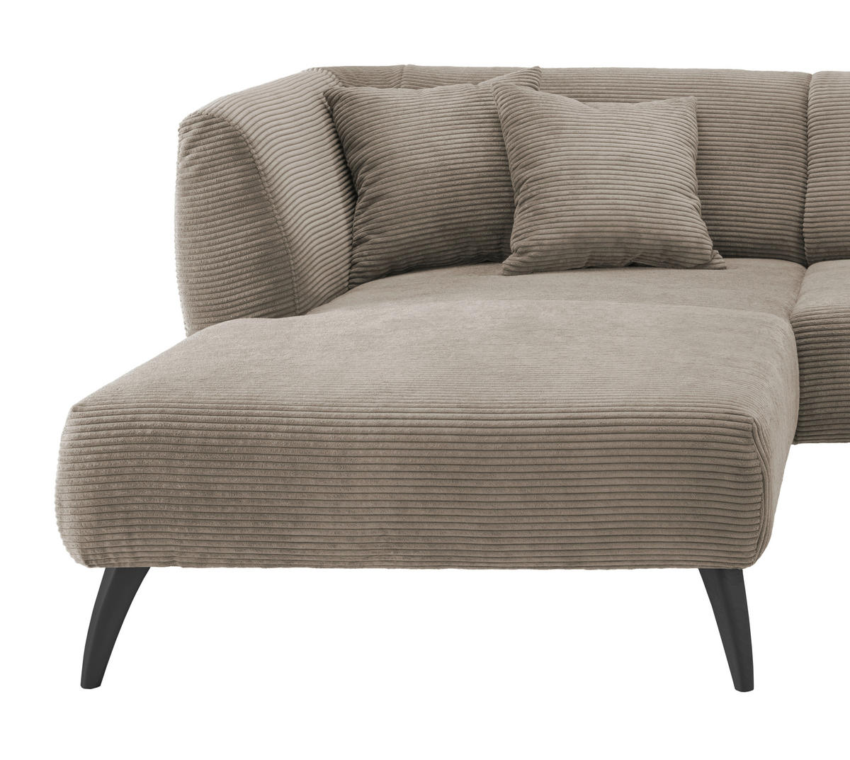 ECKSOFA Graubraun Cord  - Graubraun/Schwarz, MODERN, Holz/Textil (160/264cm) - MID.YOU
