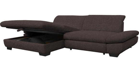 ECKSOFA in Mikrofaser Braun 198/290 cm - Schwarz/Braun, Design, Textil/Metall (198/290cm) - Xora