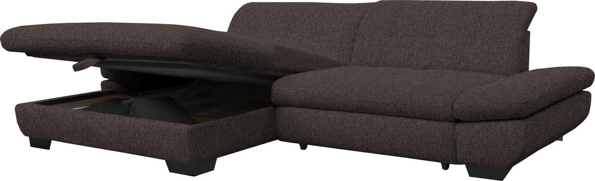 ECKSOFA in Mikrofaser Braun  - Schwarz/Braun, Design, Textil/Metall (198/290cm) - Xora