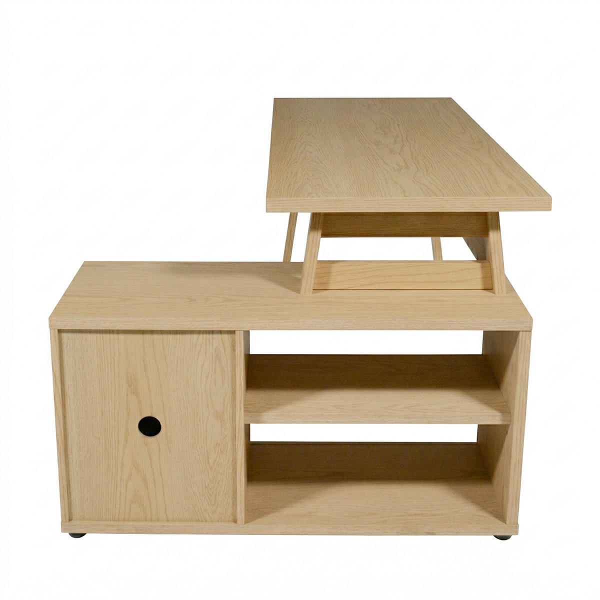 ECKSCHREIBTISCH  Eichefarben Kabeldurchlass, Stauraum, seitenverkehrt montierbar  - Eichefarben/Silberfarben, KONVENTIONELL, Holzwerkstoff/Metall (150/75/105cm) - MID.YOU