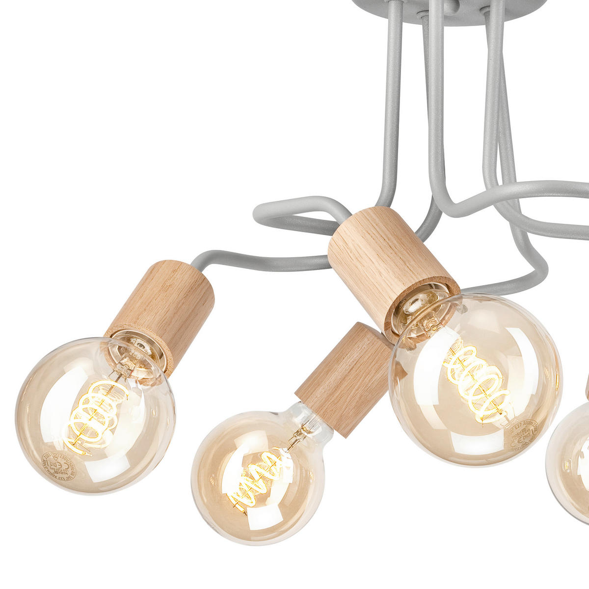 KRONLEUCHTER Conor 44/44/26 cm  - Hellgrau, Design, Holz/Metall (44/44/26cm)