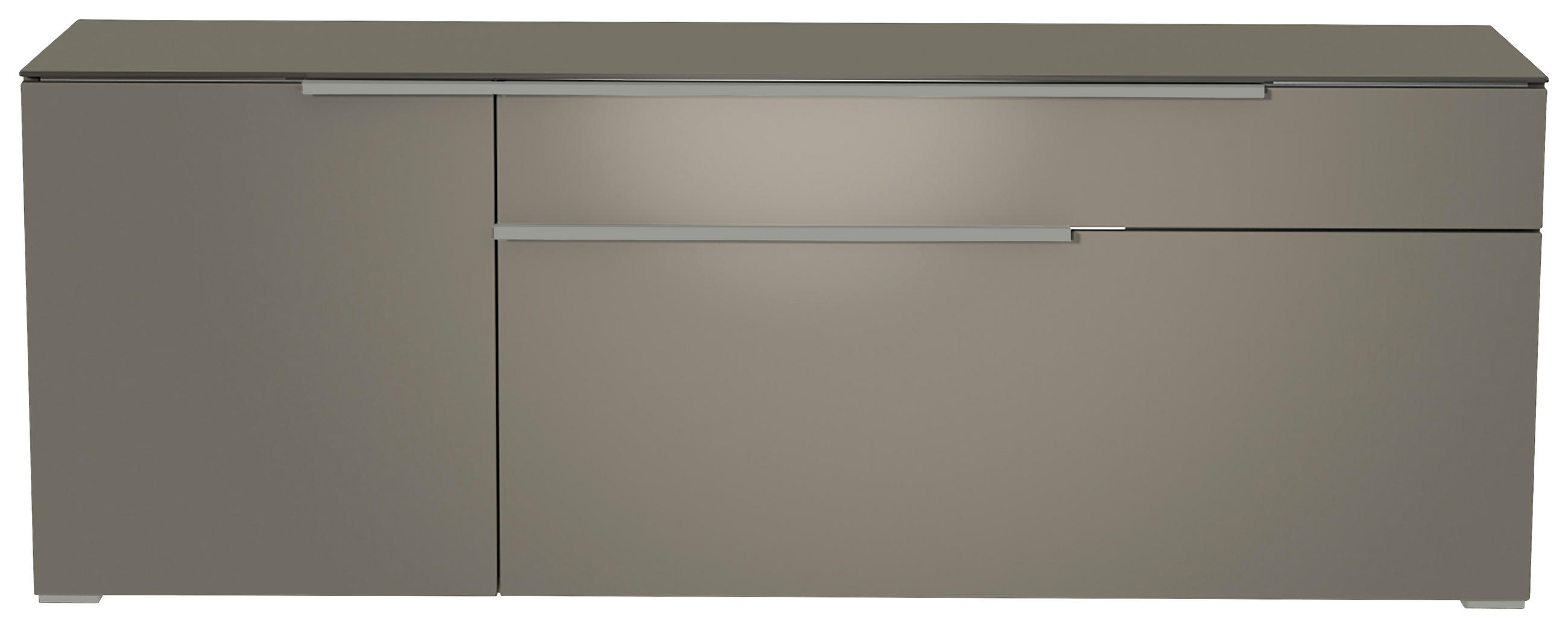 LOWBOARD Grau, Alufarben  160/58/45 cm  - Alufarben/Grau, Design, Glas/Holzwerkstoff (160/58/45cm) - Moderano