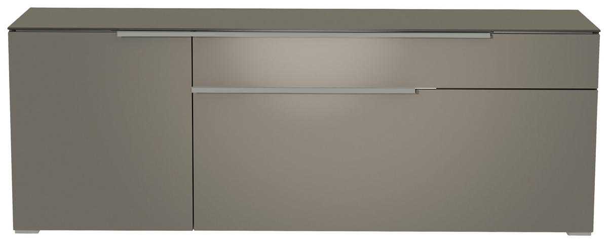LOWBOARD Grau, Alufarben  160/58/45 cm  - Alufarben/Grau, Design, Glas/Holzwerkstoff (160/58/45cm) - Moderano