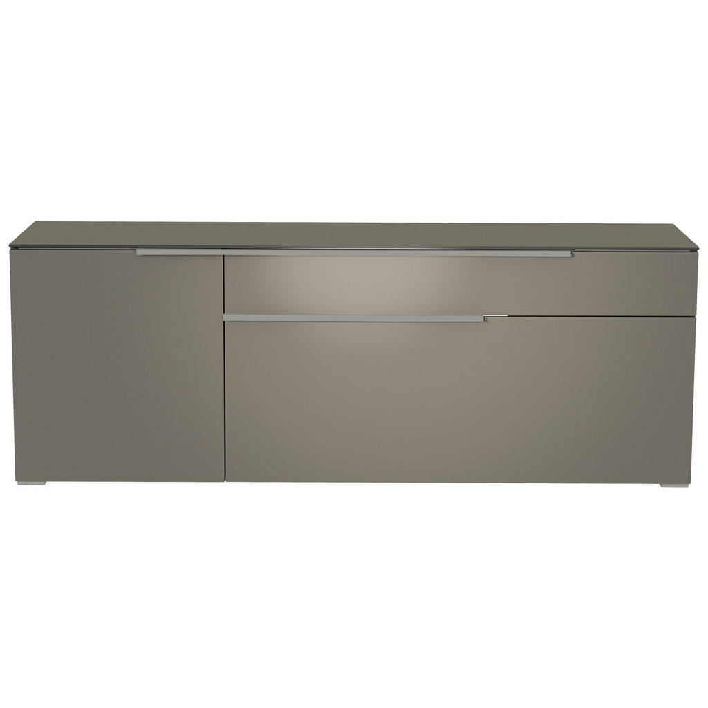 Thumbnail - Moderano Lowboard, Grau, Alu, Metall, 3 Fächer, 1 Schubladen, 160x58x45 cm, Beimöbel erhältlich, Abdeckplatte aus Glas, ...