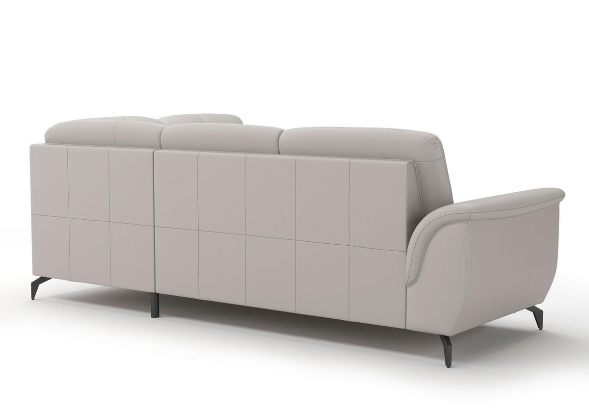 ECKSOFA in Echtleder Hellgrau  244/212 cm  - Hellgrau/Schwarz, MODERN, Leder/Metall (244/212cm) - Sit & More