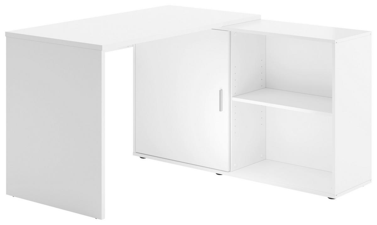 SCHREIBTISCHKOMBINATION 118/124/75 cm Weiß  - Weiß, KONVENTIONELL, Holzwerkstoff (118/124/75cm) - MID.YOU