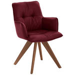 ARMLEHNSTUHL  inklusive Armlehnen, Gestellauswahl  Echtleder  - Bordeaux/Nussbaumfarben, Design, Leder/Holz (59/89/63cm) - Dieter Knoll