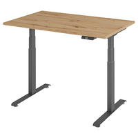 SCHREIBTISCH 140/80/64,5-129,5 cm Graphitfarben, Eichefarben elektrisch höhenverstellbar  - Eichefarben/Graphitfarben, KONVENTIONELL, Holzwerkstoff/Metall (140/80/64,5-129,5cm) - Venda