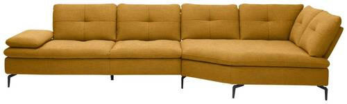 ECKSOFA in Flachgewebe Currygelb  - Currygelb/Schwarz, Design, Textil/Metall (344/157cm) - Chilliano
