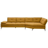 ECKSOFA in Flachgewebe Currygelb  344/157 cm  - Currygelb/Schwarz, Design, Textil/Metall (344/157cm) - Chilliano