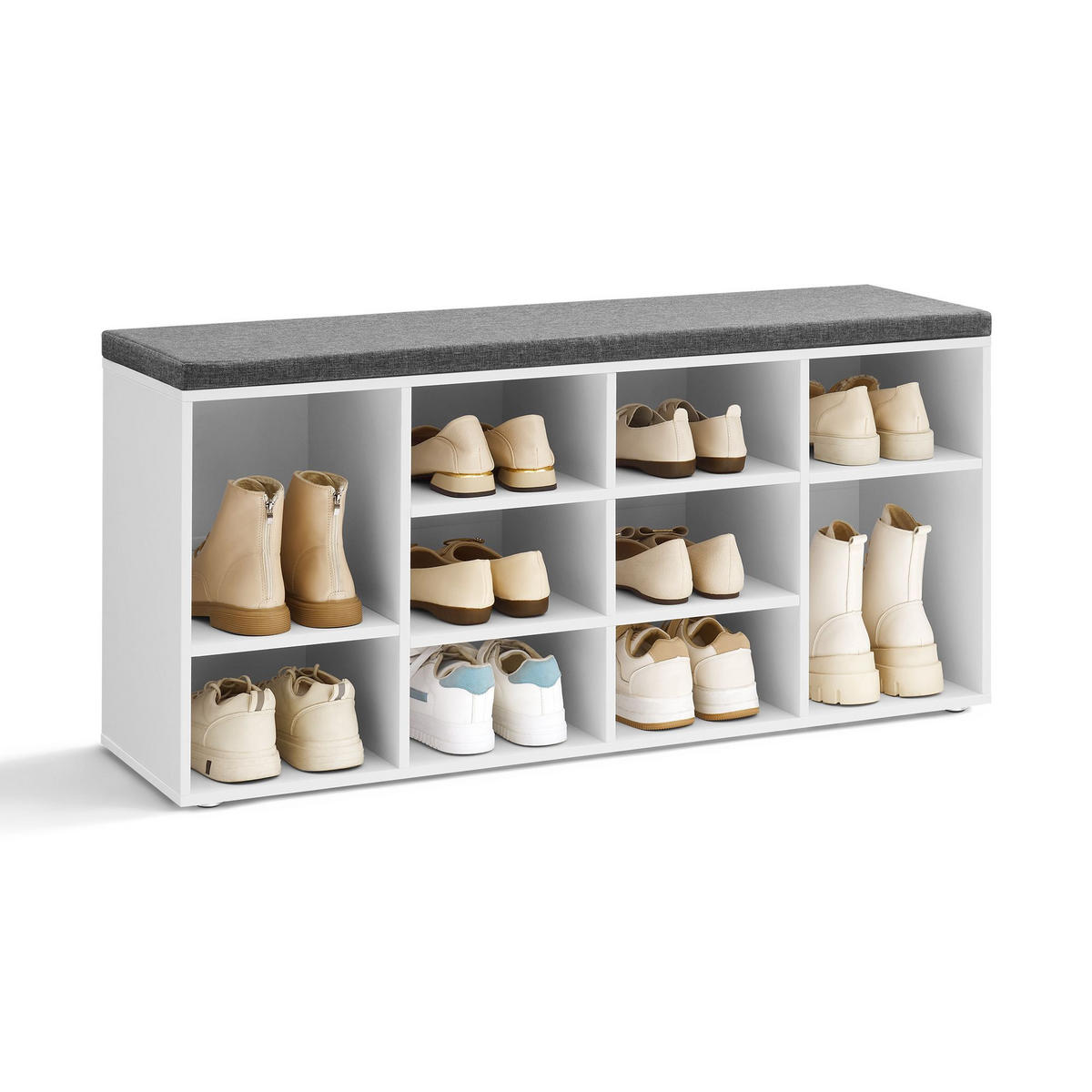 GARDEROBENBANK Vasagle  in 104/48/30 cm  - Weiß/Grau, Trend (104/48/30cm) - Boxxx