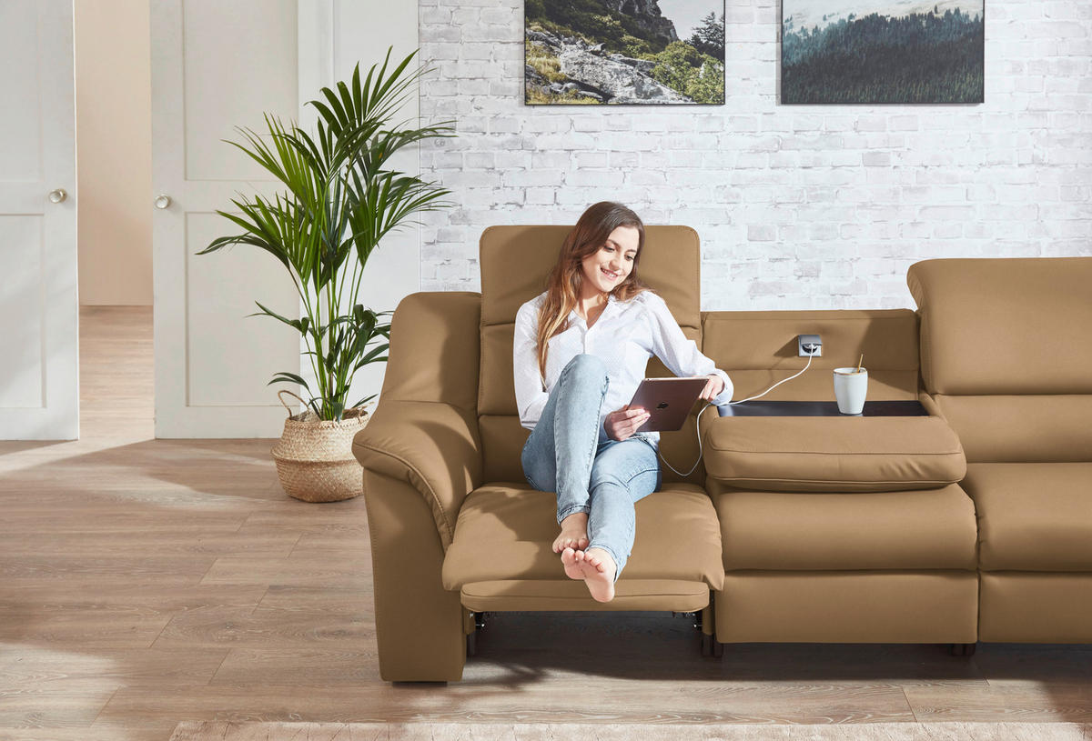 ECKSOFA  in Echtleder Cappuccino  324/260 cm  - Chromfarben/Cappuccino, KONVENTIONELL, Leder/Kunststoff (324/260cm) - Cantus