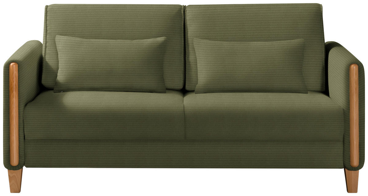 SCHLAFSOFA in Holz, Textil Buchefarben, Olivgrün  - Buchefarben/Olivgrün, Design, Holz/Textil (174/88/104cm) - Niels Andersson