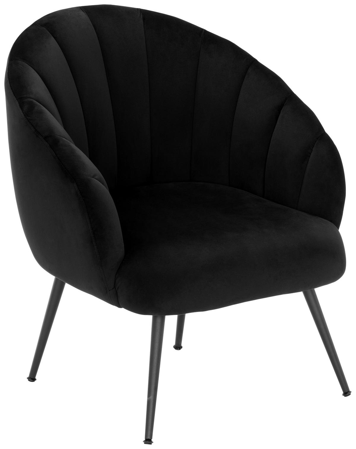 COCKTAILSESSEL Samt Schwarz    - Blau/Schwarz, MODERN, Textil/Metall (67/80/78cm) - Livetastic
