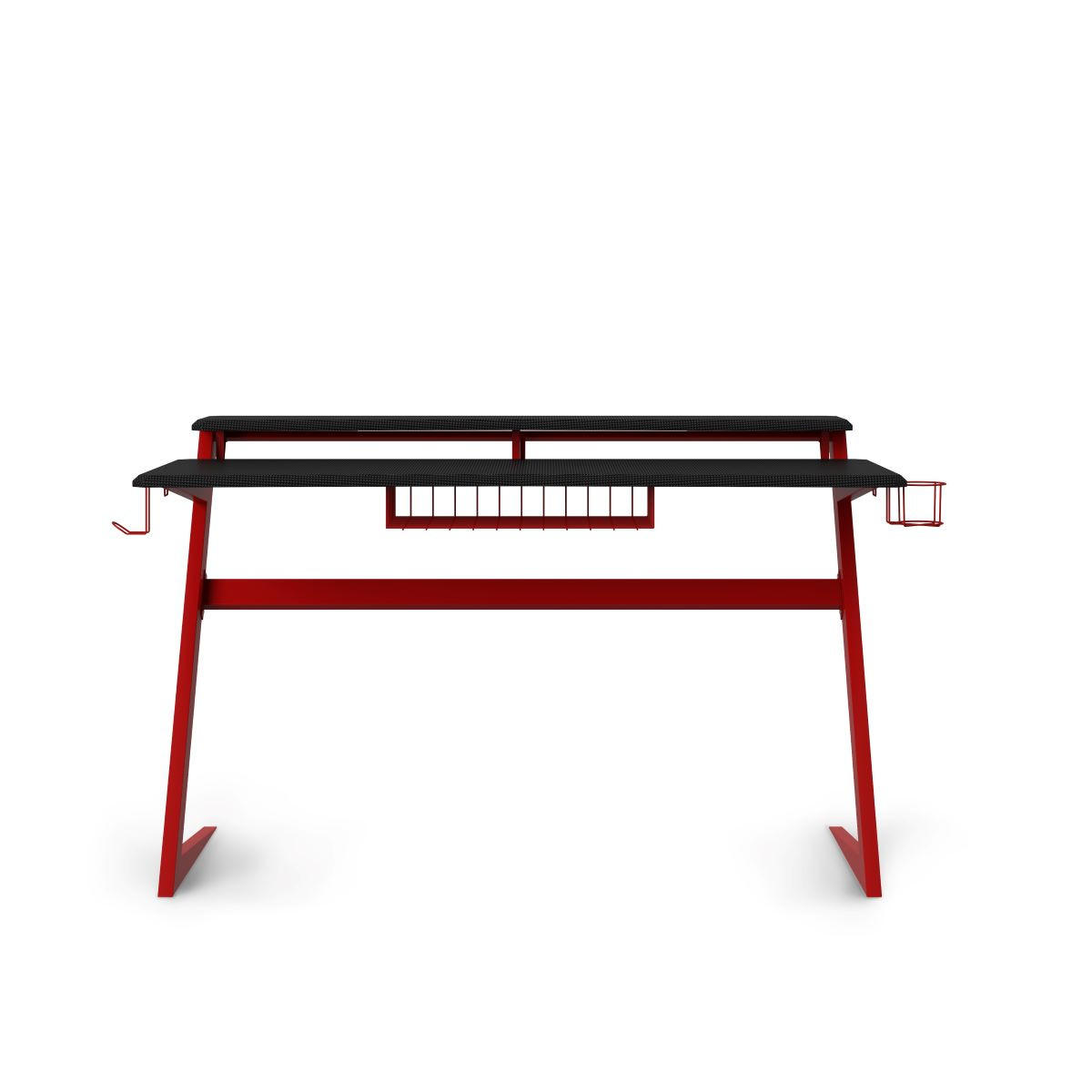 GAMINGTISCH Schwarz  - Rot/Schwarz, Design, Holzwerkstoff/Metall (137/83/68cm) - MID.YOU
