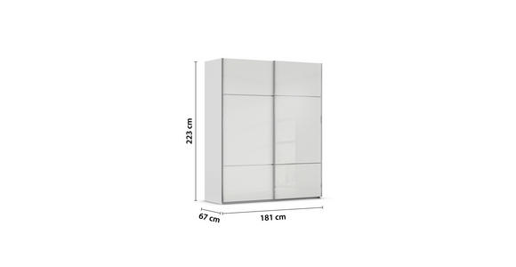 SCHWEBETÜRENSCHRANK in Grau, Weiß - Chromfarben/Weiß, KONVENTIONELL, Glas/Holzwerkstoff (181/223/67cm) - Novel
