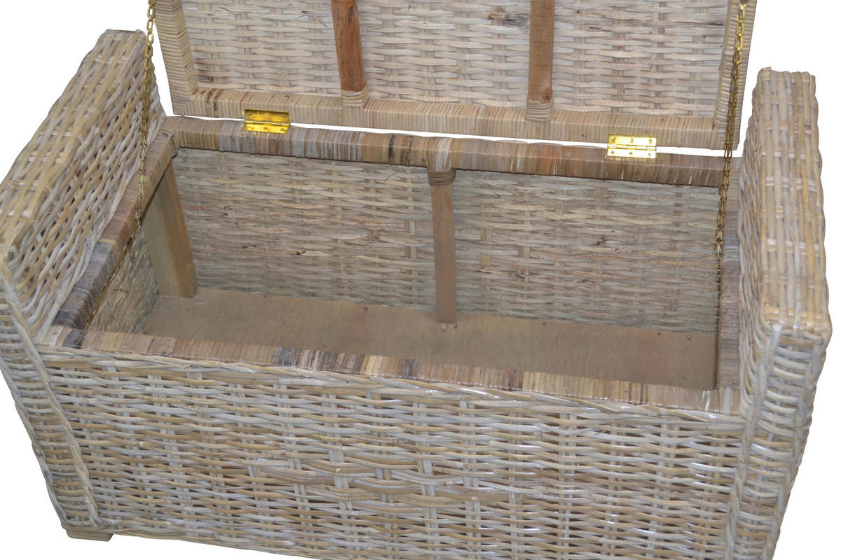 SITZBANK Grau Rattan  - Grau, KONVENTIONELL, Holz (45/90/51cm) - MID.YOU