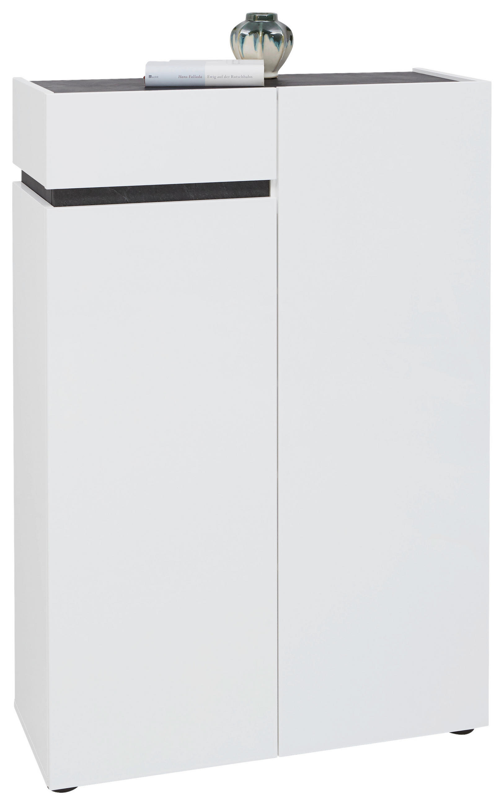 SKOSKÅP  i 80/118,5/34 cm  - vit/svart, Design, trämaterial/plast (80/118,5/34cm) - Voleo