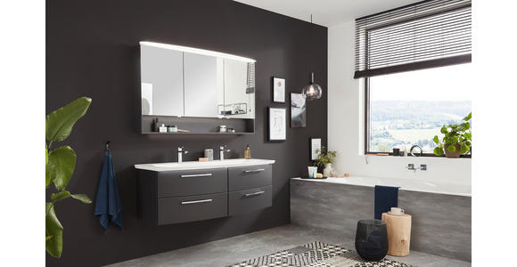 BADEZIMMER in 143,3 cm - Dunkelgrau/Weiß, Design, Glas/Holzwerkstoff (143,3cm) - Dieter Knoll
