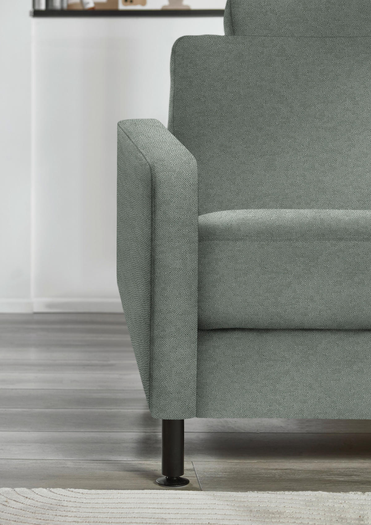 ECKSOFA  in Chenille, Flachgewebe Hellgrau  316/175 cm  - Hellgrau/Schwarz, Design, Textil/Metall (316/175cm) - Dieter Knoll