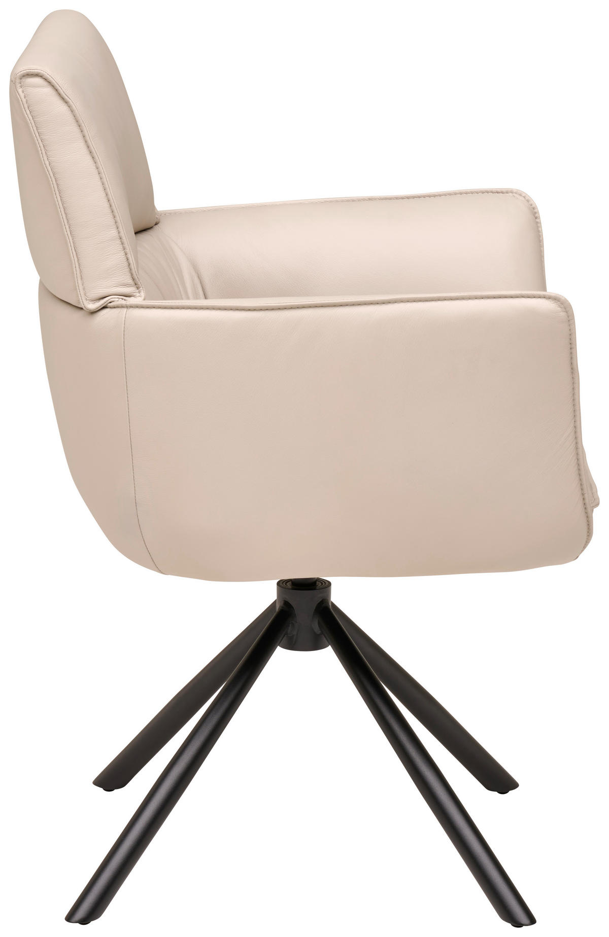 STOLICA S NASLONOM ZA RUKE  svijetlo siva  koža      - svijetlo siva/crna, Moderno, koža/metal (64/90,5/64,5cm) - Livetastic