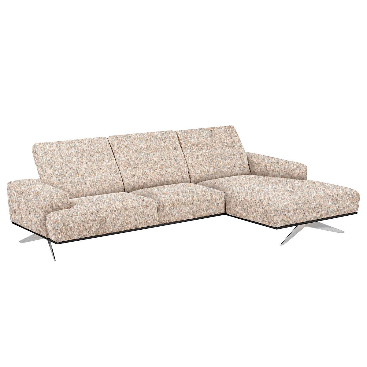 ECKSOFA PORTLAND in Struktur Blau, Gelb, Rot, Weiß Kopfteilverstellung  295/187 cm  - Chromfarben/Blau, Design, Holz/Textil (295/187cm) - Livetastic