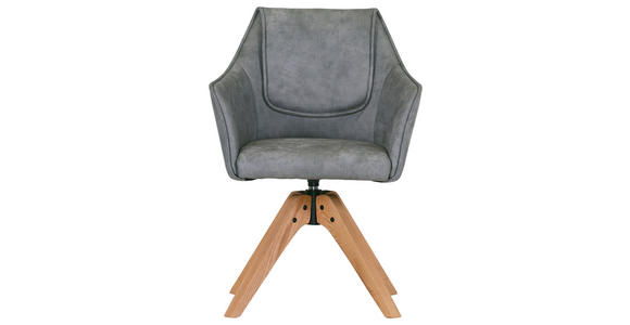 ARMLEHNSTUHL in Lederlook - Eichefarben/Grau, Design, Holz/Textil (62/84/56cm) - Landscape