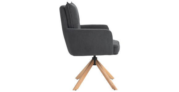ARMLEHNSTUHL in Cord - Anthrazit/Buchefarben, Design, Holz/Textil (60/95/67cm) - Novel