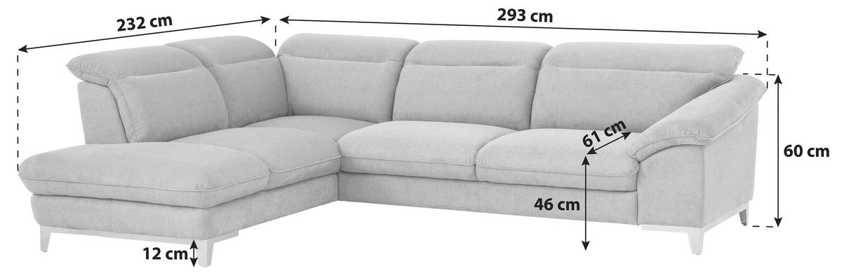 ECKSOFA in Chenille Dunkelgrau  - Chromfarben/Dunkelgrau, Design, Textil/Metall (232/293cm) - Livetastic