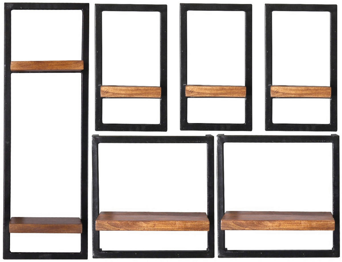 WANDREGALSET 105/75/25 cm  - Schwarz/Naturfarben, Design, Holz/Metall (105/75/25cm) - MID.YOU