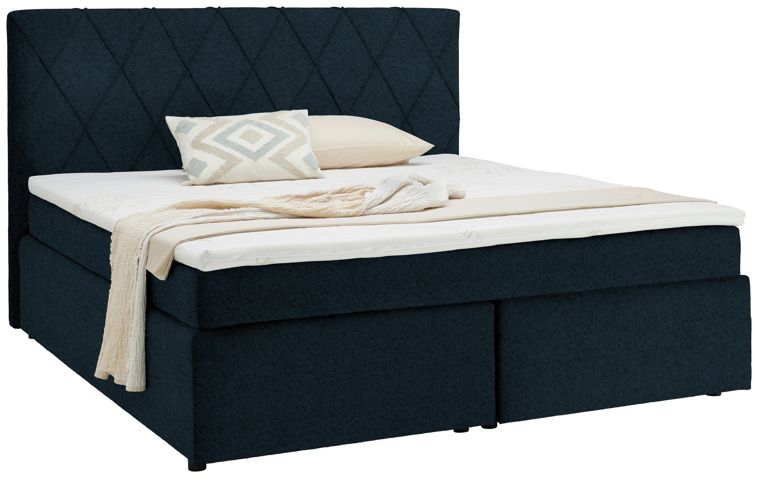 BOXSPRINGBETT 180/200 cm  in Blau  - Blau/Schwarz, Design, Kunststoff/Textil (180/200cm) - Xora