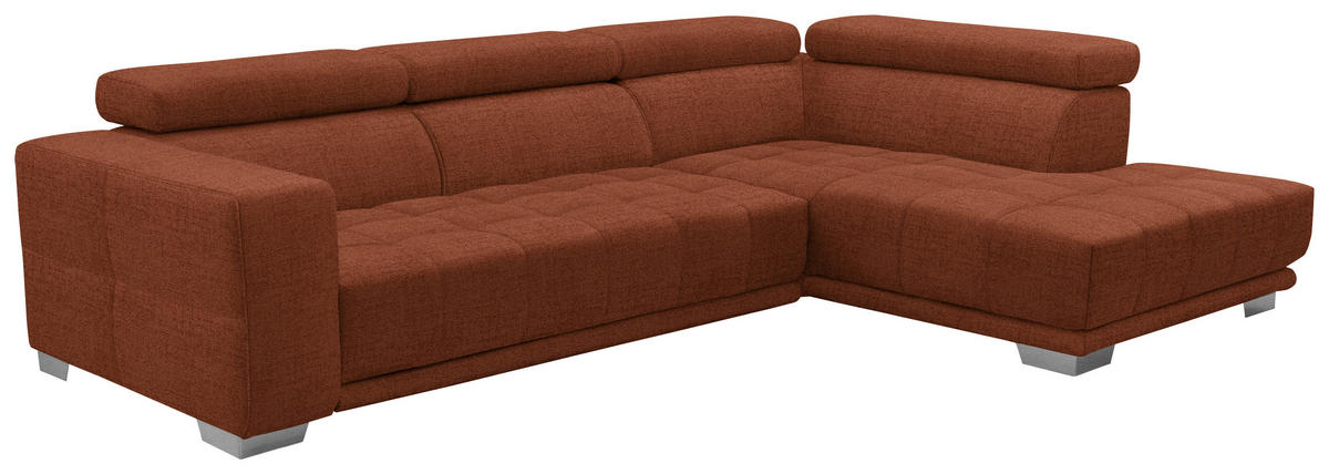 ECKSOFA in Chenille Terracotta  - Chromfarben/Terracotta, Design, Textil (301/207cm) - Xora