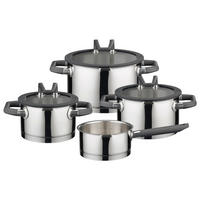 KOCHTOPFSET Black Pearl 4-teilig  - Silberfarben, Basics, Glas/Metall (34/29/54cm) - ELO