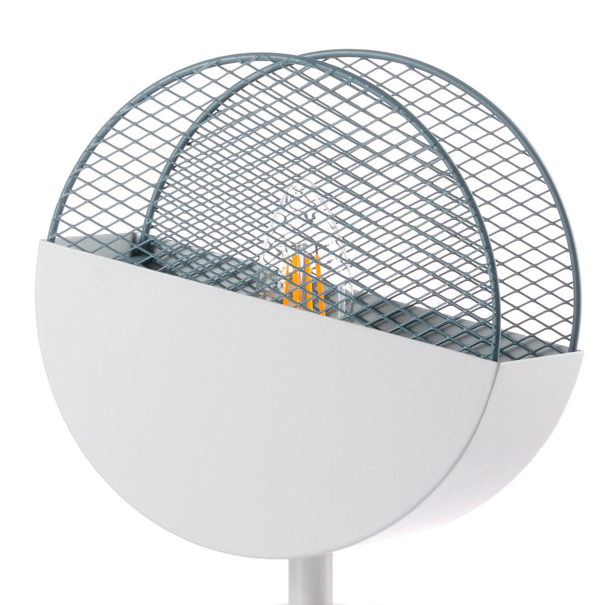 STOLNÍ LAMPA, E14, 18/13/22 cm - bílá/světle modrá, Basics, kov/plast (18/13/22cm)