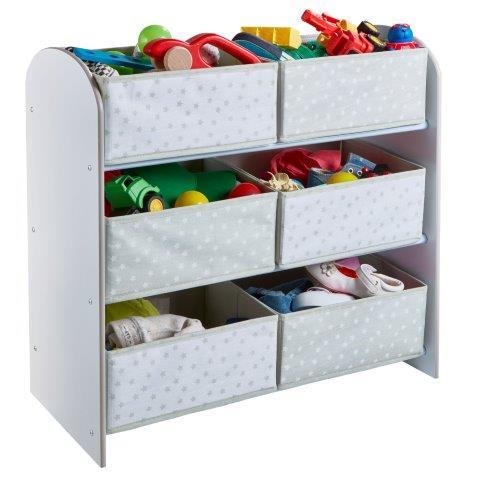 KINDERREGAL Weiß, Hellgrau - Hellgrau/Weiß, MODERN, Textil/Metall (63.5/30/60cm) - MID.YOU