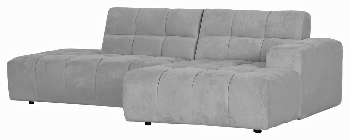 HÖRNSOFFA i plysch ljusgrå  - ljusgrå/svart, Klassisk, textil/plast (282/155cm) - MID.YOU