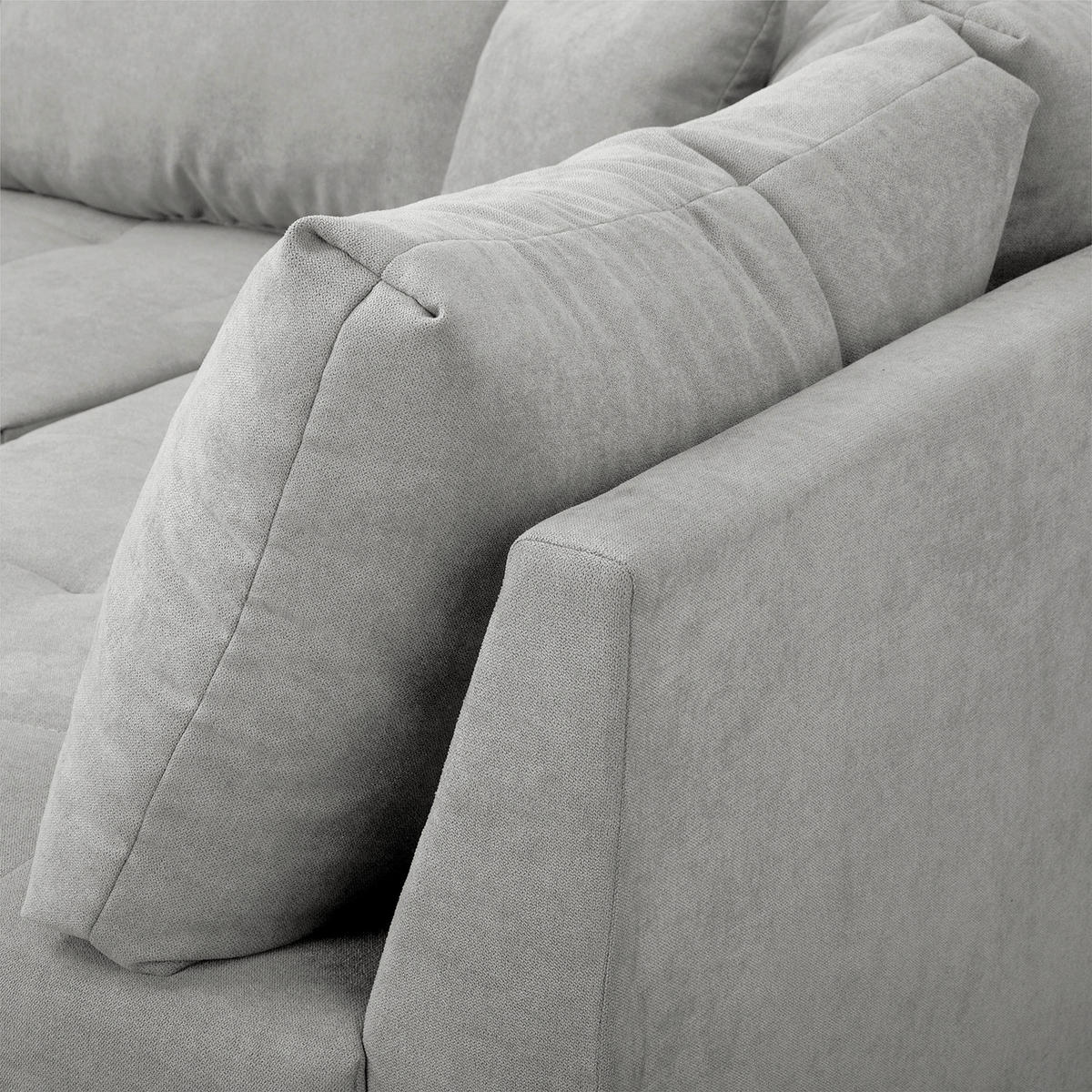 ECKSOFA Ariella in Mikrofaser Grau  231/161 cm  - Naturfarben/Grau, Design, Holz/Textil (231/161cm) - Livetastic