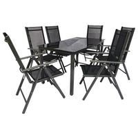 GARTENGARNITUR  7-teilig  - Schwarz, Basics, Metall (140/73/80cm) - Gardenson