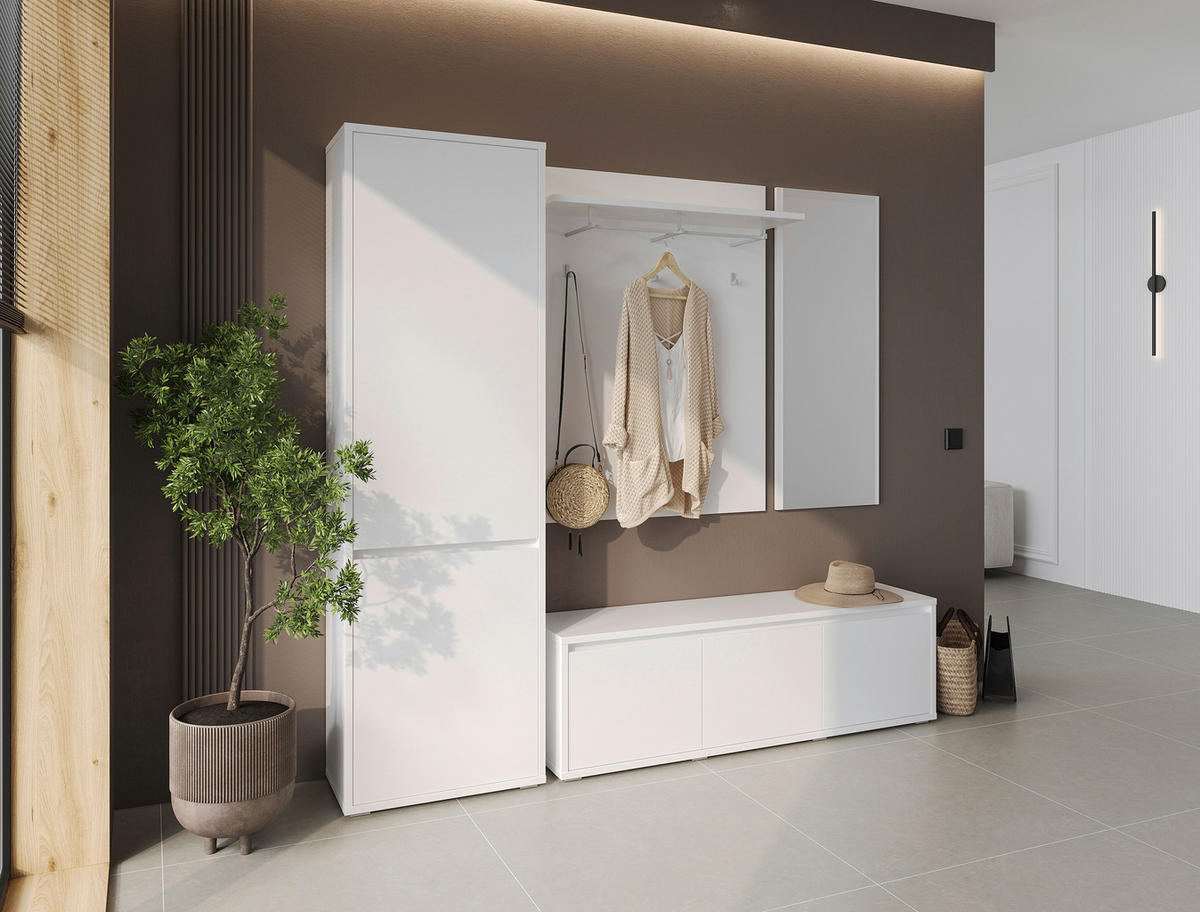 GARDEROBENSCHRANK Liv  in 60/195/33,8 cm  - Silberfarben/Weiß, KONVENTIONELL, Holzwerkstoff (60/195/33,8cm) - Xora