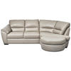 ECKSOFA Greige Kombination Echtleder/Lederlook  - Wengefarben/Greige, KONVENTIONELL, Leder/Holz (273/194cm) - Livetastic