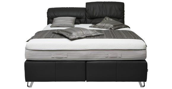 BOXSPRINGBETT 180/200 cm INKL. Matratze, Topper - Chromfarben/Dunkelgrau, KONVENTIONELL, Leder (180/200cm) - Dieter Knoll