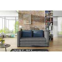 SCHLAFSOFA Samt Blau, Grau  - Blau/Schwarz, Design, Kunststoff/Textil (132/62/70cm) - P & B